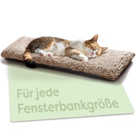 Cat Window Lounger Window Sill Non-Slip - Self-Warming Cat Mat for Windows 90 x 28 cm - Soft & Cuddly - Washable Cover (Brown)