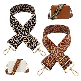 CJAPGJW Pack of 2 Bag Straps for Changing, Width 3.8 cm, Leo Bag Strap, Adjustable Length 75-130 cm, Leopard Print Shoulder Strap for Bags, Bag Straps, Shoulder Bag for Girls