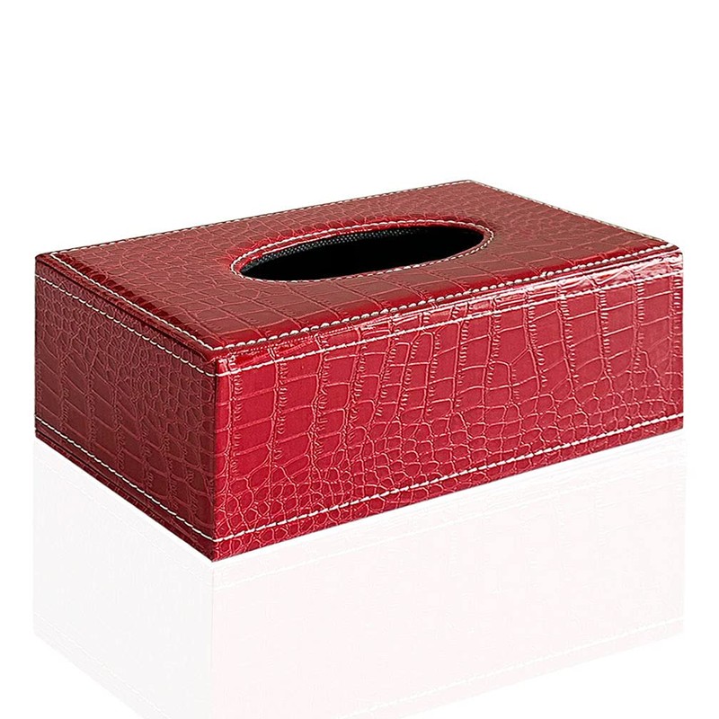 PTAPIPI Elegant PU Leather Tissue Box Holder, Modern Rectangular Towel