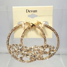 Devan gold rhinestone hoop earrings NWT