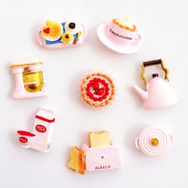 8pcs Pink Decorative Refrigerator Magnet for Home Kitchen Office Whiteboard Locker Decoration - Fake Houseware Fridge Magnet with Simulation Toaster Kettle Pot Fridget, Pink Aesthetics Home Decor