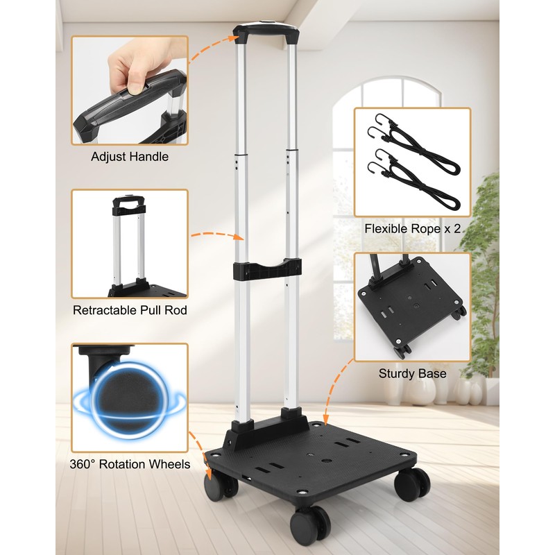 Relavel Folding Hand Truck, Lightweight Small Dolly Cart with 360°
