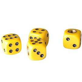 Topxome 4pcs/Set Universal Vehicle Wheel Stem Tyre Air Valve Stem Caps Dice Shape Universal Stem Covers for Cars, SUVs, Bike, Trucks (Yellow)