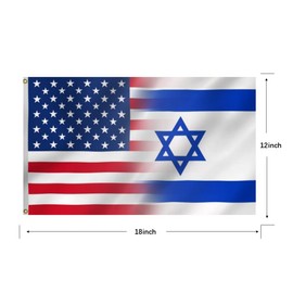 American Israel Combination Boat Flag 12X18Inch,Double Sided 3Ply,Israeli Jewish Friendship Flags,Men Women Banner,Vibrant Colors, Double Stitched with 2 Brass Grommets, Bar Garden Street Decoration, GYM, Office Decor,Indoor Outdoor Use,Gifts. (12x18inch
