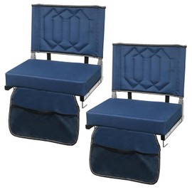 Comfortable Stadium Seats for Bleachers with Back Support & Cushioned Seat, Shoulder Strap, Carry Handle, and Storage Pockets, Perfect for Sports, Concerts, Camping & Outdoor Events, 2pack, Blue