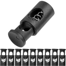 Cord Stopper, 1-Hole, Pack of 10, Black, for up to Diameter 7 mm Cords, Band Clamp Jacket, Clothing, Backpack, Rubber Cord Stopper, Quick Release Shoelaces, Cord Slide, Tanka Cord Stopper, Black, up