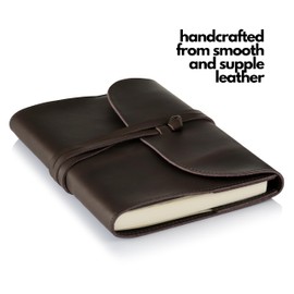 Antony Olivier Real Leather Refillable Journal A6 Writing Notebook and Travel Diary | Unlined Premium Paper | for Men, Women, Students | Classic Vintage Brown - (14 x 11 cm)