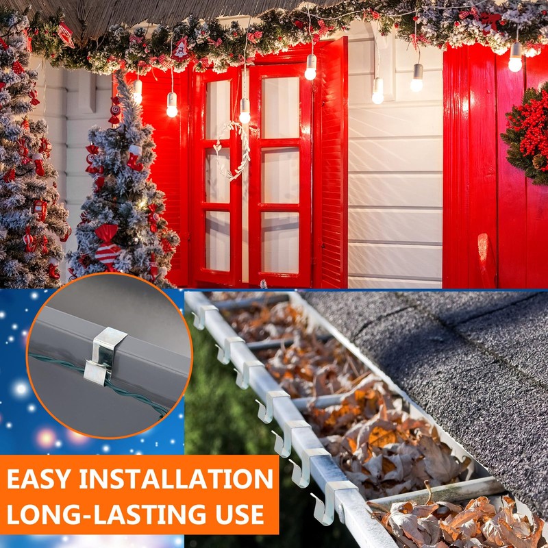 200 Pcs Metal Gutter Hooks for Christmas Outdoor Light Hangers