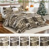 Christmas Patchwork Quilt Set King Size 3 Pieces,Brown Christmas Tree