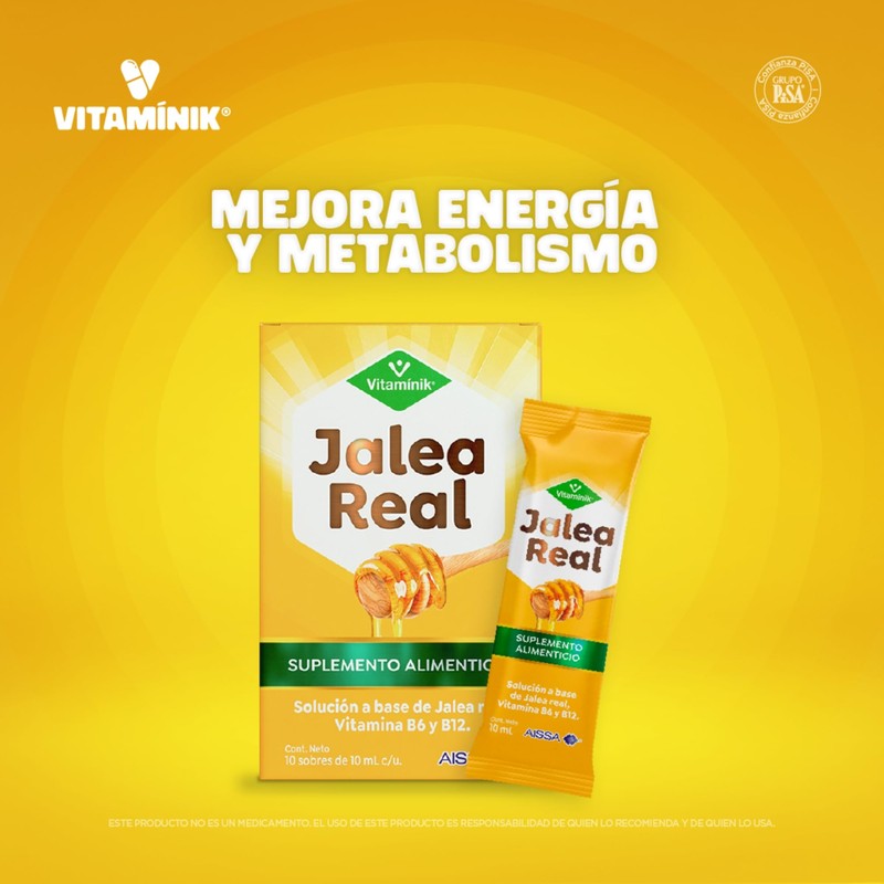 Vitaminik Jalea Real Vitaminas B6 y B12-10 sobres,10ml c/u