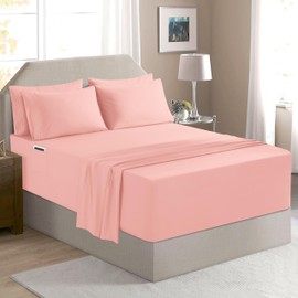 Elegant Comfort Luxury Soft 6-Piece 1500 Premium Hotel Quality Bed Sheet Set with Extra Deep Pockets 18-24 Inch, Wrinkle Free, Storage Pockets, Extra Deep Pocket 6PC Sheets, Queen, Dusty Rose