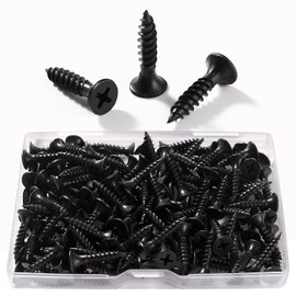 VooGenzek 130 pieces M3.5 x 20 mm coarse thread drywall screws, Phillips screws, self-tapping wood screws, for drywall, plasterboard, black