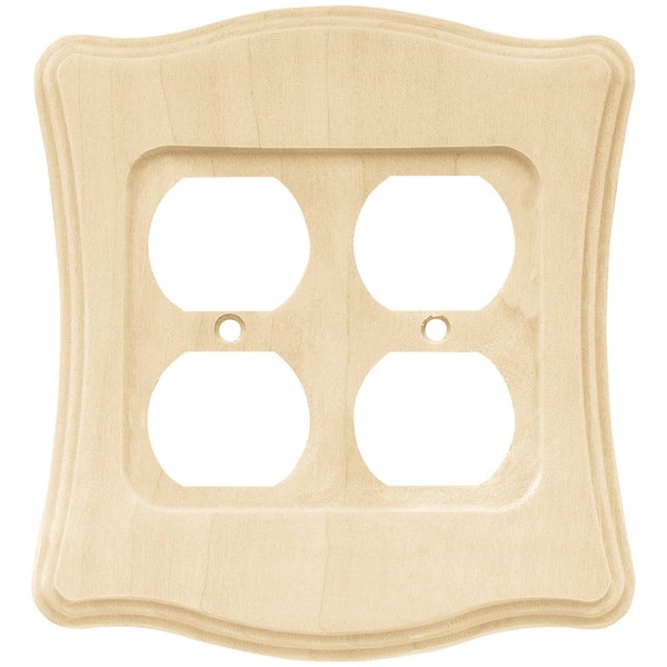 Franklin Brass 64628 Wood Scalloped Double Duplex Outlet Wall Plate / Switch Plate / Cover, Unfinished