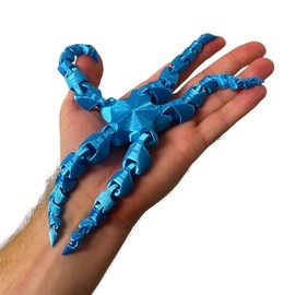 Large Starfish Fidget Toy - Metallic Colour-Changing, Articulated Joints for Adults, 14+ Teenagers. Relieves Anxiety, ADHD, Autism (Sky)