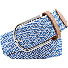 White Fang BT472 Braided Belt, Gold, Casual, No Holes, Simple, Solid Color, Men's, Women's, Mesh Belt, blue