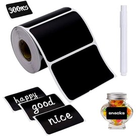 300pcs Waterproof Reusable Chalkboard Labels with 1 Liquid Chalk Marker for Party, Wedding Decor, Storage in Home and Kitchen