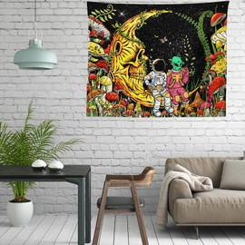 Wall Tapestry for Bedroom Aesthetic Tapestry with Blacklight Mushroom Tapestry Wall Hanging, Butterfly Tapestry with Moon Funny Tapestry for Men, Tapestry Aesthetic for Bedroom Living Room Home Dorm