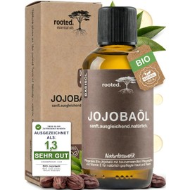 rooted.® Organic Jojoba Oil | [100% Pure & Cold Pressed] | Native | For Face, Twill, Hair, Beard & Nails | For Blemished Skin & Pimples | Moisture & Care | Natural Oil Vegan