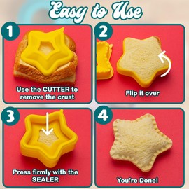 Sandwich Cutter and Sealer (Star) - Crustless Sandwich Maker - Great for Lunchbox and Bento Box - Boys and Girls Kids Lunch - Sandwich Cutters for Kids