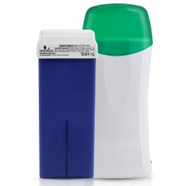 Dermawax Roll on Wachswärmer- Weintraube Warmwachs Wachspatrone- Waxing Set zur Haarentfernung -Enthaarung von Beine Arme Rücken- Anwendung mit Vliesstreifen