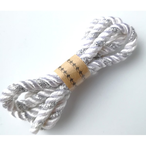 Twist Twisted Cord (Cord) Wrapping Lace and Drawstring Lace, a Set of Silver Glitter approx. 4.8 mm S1. White 3 m (5311 – 5)