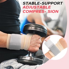 Wrist Brace for Right Left Hand 2 Pack, Wrist Support Wraps for Women Men, Adjustable Wrist Brace for Carpal Tunnel Tendonitis, Arthritis, Weightlifting, Sports, Day Night Support, Nude