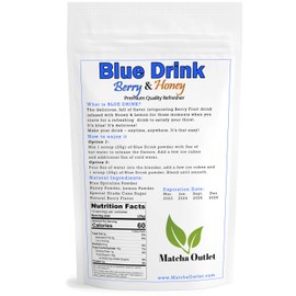 Blue Drink Spirulina Powder, Berry & Honey Refresher-Natural Superfood 12oz- Blue Drink Mix, Natural Food Colorant, Perfect for Ice Mix, Yogurts, Baked Treats, and Juices. Make your food fun