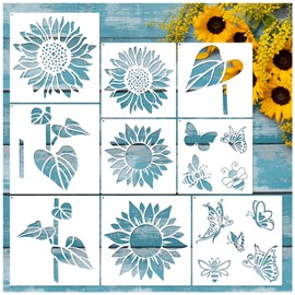 Large Sunflower Flower Stencils for Painting Garden Fence - Sunflower Floral Stencil Templates for Wood Furniture, Wall Mural