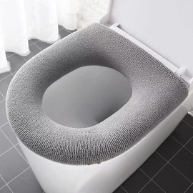 1 Piece Soft Toilet Seat Cover, Warmer, Washable, Thick Knitted Toilet Seat Warmer, Toilet Seat Cushion, Toilet Seat Cushion, Universal Toilet Seat Covers for All Seasons, Grey
