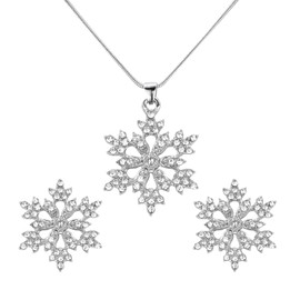ALLY-MAGIC Christmas Jewellery Sets for Women Girls, Silver Winter Snowflake Necklace Earrings Set Xmas Party Supplies Favors Accessories Xmas Jewellery Presents Christmas Gifts Y6-XHSS