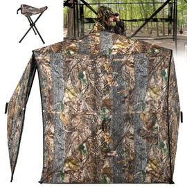 YITAHOME Hunting Blind 2/3 Person with Chair, 360 Degree See Through Pop up Ground Blinds for Deer Turkey Duck Dove, Adjust Windows with Silent Zipper, Upwards Fully Open