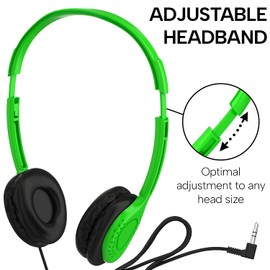 Maeline Bulk Classroom Student Headphones with Volume Control, On Ear Stereo Headphones with Faux Leather Cushions for Kids Online Learning, Library, School, Airplane, Travel - 3.5mm Plug - 30 Pack