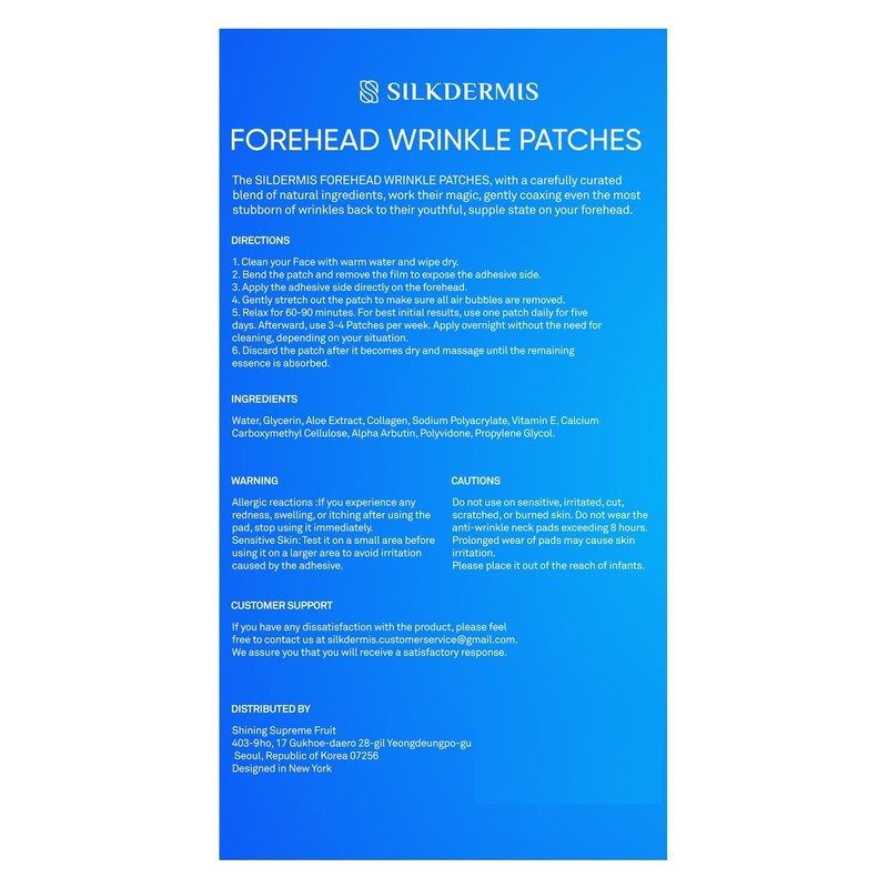 SILKDERMIS Forehead Wrinkle Patches 12Pcs with Aloe, Collagen, Vitamin E,