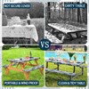 JAWO Blue and Grey Picnic Table Cover with Bench Covers,