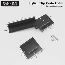 SANKINS 7-1/2" Flip Gate Latch with Padlock Hole Heavy Duty, 4mm Safety Door Latch for Wooden Fence, Gate, Sliding/Swing Door, Barn Door, Shed, Vinyl Fence, Garage, Black