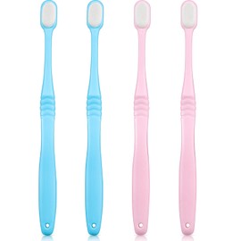 Boao 4 Pieces Extra Soft Toothbrushes Micro Nano Manual Toothbrush for Sensitive Gums with 20,000 Extra Soft Bristles for Fragile Gums Adult Kid Children (Blue, Pink)