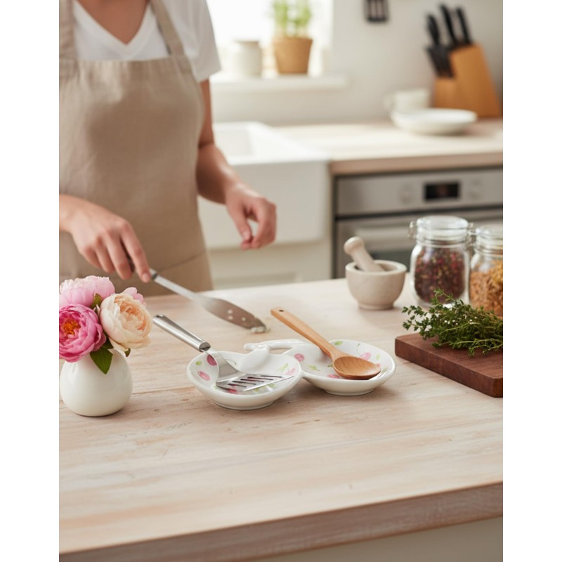 TEATALK Spoon Rest for Stove Top: Ceramic Spoon Holder, Cooking