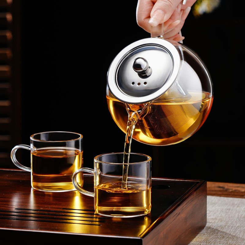 PARACITY Glass Teapot Stovetop 34OZ/1000ml, Tea pot with Removable 18/8