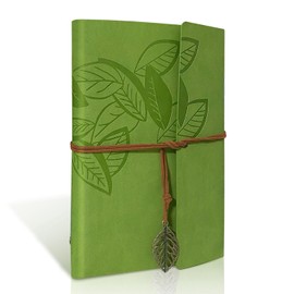 Joy & Inspiration PU Leather Notebook Brown Vintage Refillable Bound Beautiful Travel Diary Ring Binder Sketchbook Vintage Notebook (A5 Light Green, Light Green)