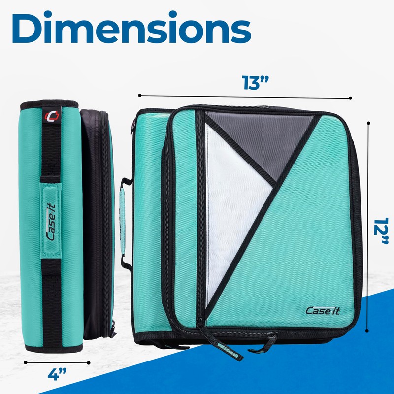 Case-it Universal Zipper Binder | 2-Inch O-Rings, 13-Inch Laptop/Tablet Padded