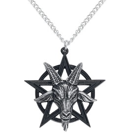 Alchemy Gothic Men's Baphomet Pendant Necklace Black/Silver, One Size, Pewter