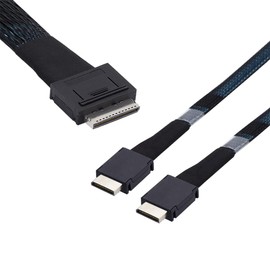 NFHK OCuLink PCIe PCI-Express SFF-8611 8X 8-Lane to Dual SFF-8611 Oculink 4X SSD Data Active Cable 50cm