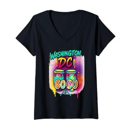 Womens Washington DC Go-Go Graffiti Drums men and women V-Neck T-Shirt