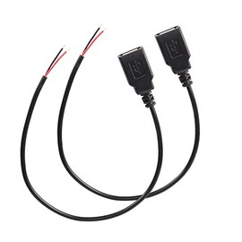 XMSJSIY - Cable de alimentación de extensión hembra USB 2.0 de 22 AWG 5 V 3 A, conector USB A a 2 pines, conector de extremo abierto para DIY-2 piezas (0.3 M) PLS prueba el Neg y Pos antes de su uso