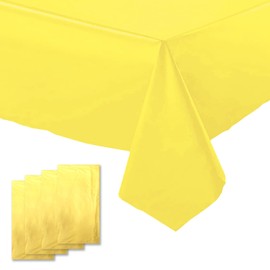 FUNTOOB Plastic Table Cloth 4 Pack Yellow Disposable Plastic Tablecloth Party Table Cover Lemons Party Table Clothes for Baby Shower Gender Reveal Birthday Party Decorations 54" X 72" (Yellow 4 Pack)