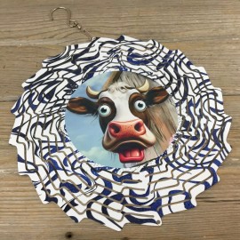 Handmade Wide Eyed Cow Wind Spinner 10"