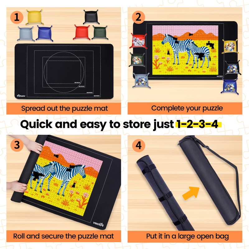 Rubber Puzzle Mat Roll Up，Jigsaw Saver Pad Matt Rollup 46"