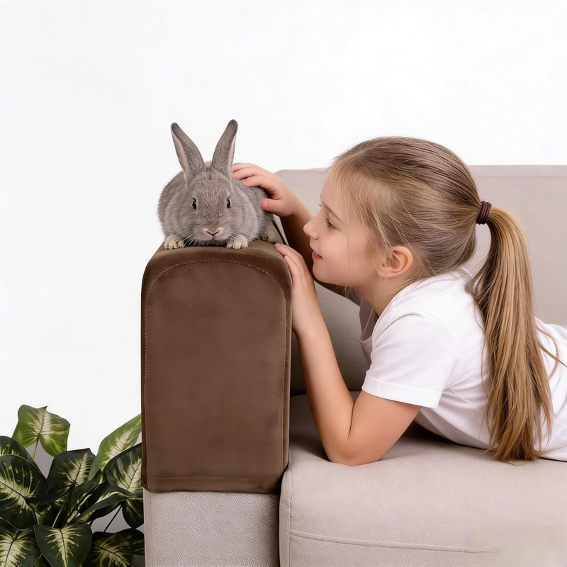 Velvet Recliner Cover for Sofa & Chair, 2PCS Khaki Stretchy