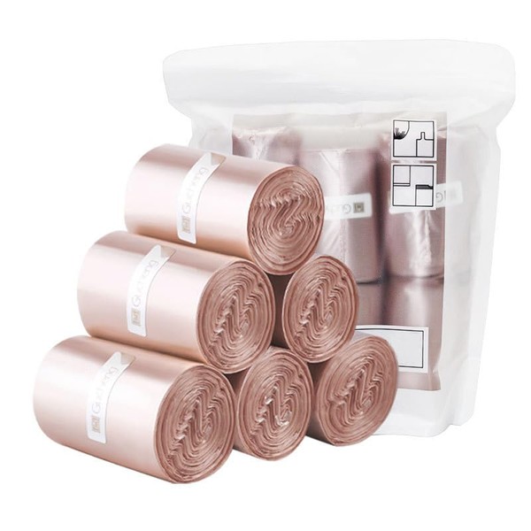 H&W 240 Counts Strong Trash Bags,0.5 Gallon Mini Garbage Bags for Small Trash Can,Desktop Trash Bin,Fit 2 Liters or Less Trash Can(6 Rolls,Rose Gold)
