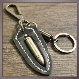 One Limitation AN051 Keychain, Keyring, Retro, Charm, Bullet, Leather, Men's, Women's,, Black